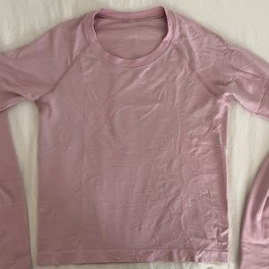 Lululemon Long Sleeve Race Length Swiftly Tee in Pink Peony Size 8